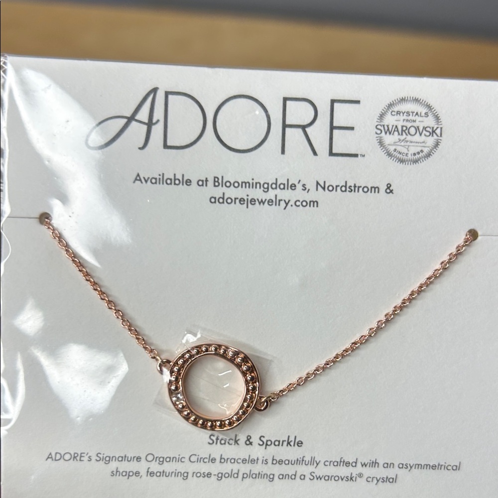 Adore Rose Gold Circle Bracelet with Swarovski Crystal - Picture 3 of 5